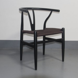 Dining Metal Armchair in Brown Paper rope and Black Frame LC-532