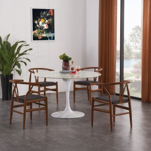 Dining Metal Armchair in PU leather and Brown Frame LC003