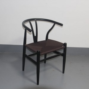 Dining Metal Armchair in Brown Paper rope and Black Frame LC-532